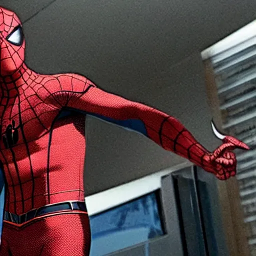 Prompt: jason statham as peter parker spiderman, an film still