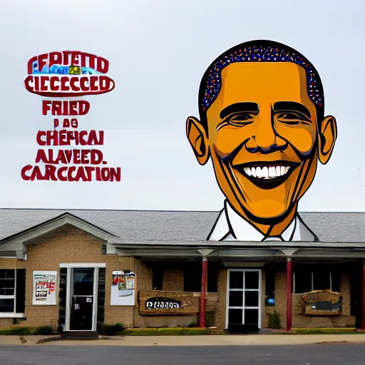 Image similar to obama as waspy caucasian head of a southern fried chicken franchise, colonel of fried chicken, southern planation owner, alabama, georgia, texas