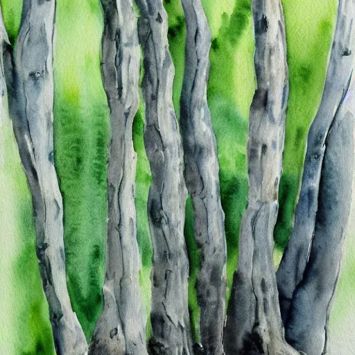 Prompt: spooky willow tree grove, watercolor