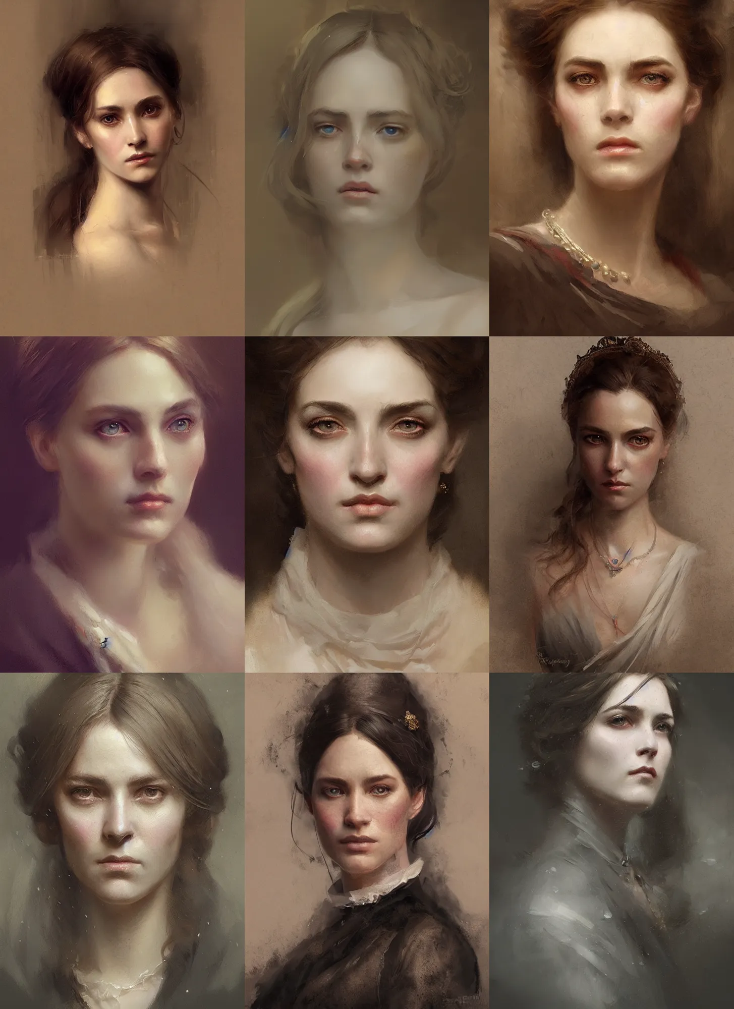 Prompt: portrait of a victorian aristocrat, female, detailed face, victorian, close up, highly detailed, cinematic lighting, digital art painting by greg rutkowski