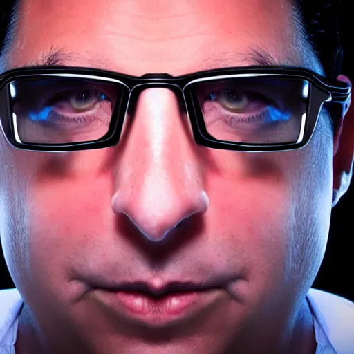 Prompt: kevin mitnick as a defcon goon, radiant skin, perfect face, directed gaze, canon, symmetric balance, polarizing filter, photolab, 4 k, dolby vision, photography award