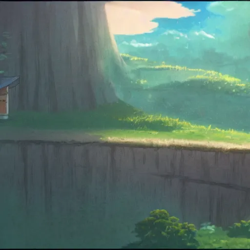 Prompt: A landscape from a film directed by Hayao Miyazaki