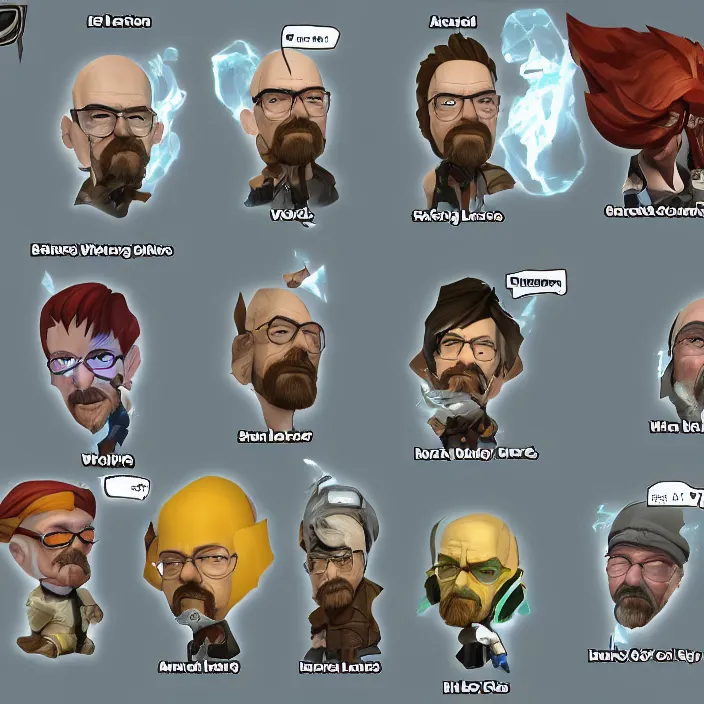 Image similar to walter white as a character in the game league of legends, with a background based on the game league of legends, detailed face