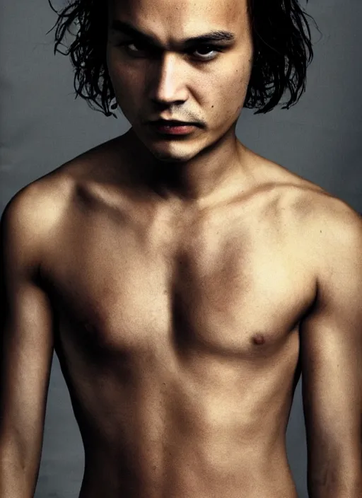 Prompt: frank dillane shirtless!!!!! hunting vampires in london, gothic, horror, realistic, intricate, detailed, scary, beautiful, trending on artstation, masterpiece, sexy, seductive, handsome, cool, badass