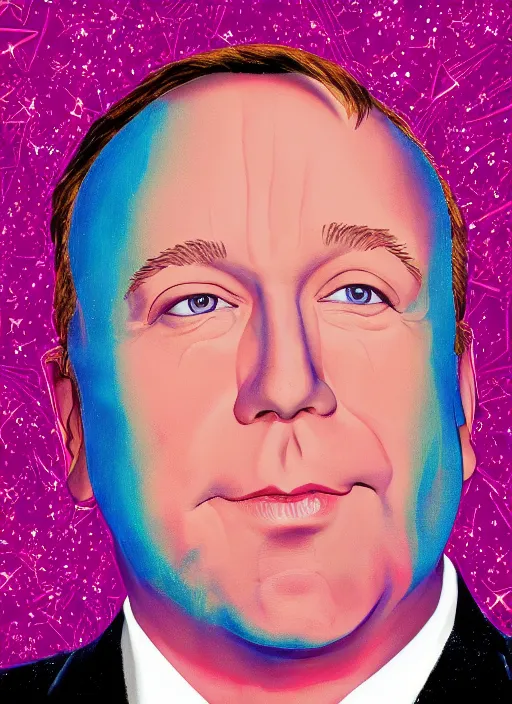 Image similar to alex jones by Zbigniew Brzezinski and lisa frank