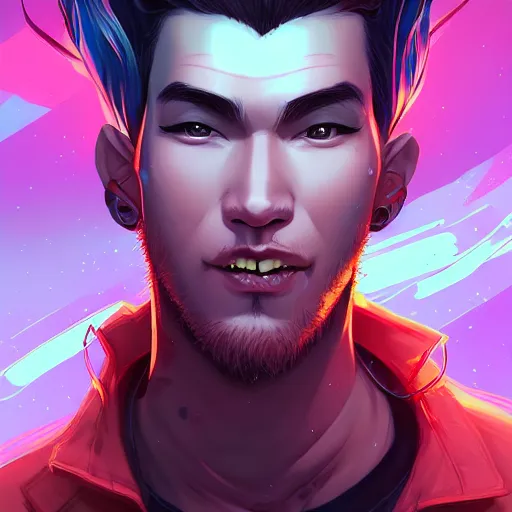 Image similar to a portrait of a handsome punkrocker, art by lois van baarle and loish and ross tran and rossdraws and sam yang and samdoesarts and artgerm and saruei, digital art, highly detailed, intricate, sharp focus, Trending on Artstation HQ, deviantart, unreal engine 5, 4K UHD image