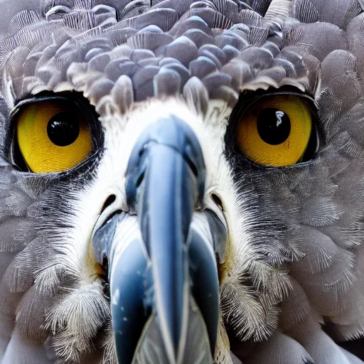 Image similar to close up of a face of a harpy eagle