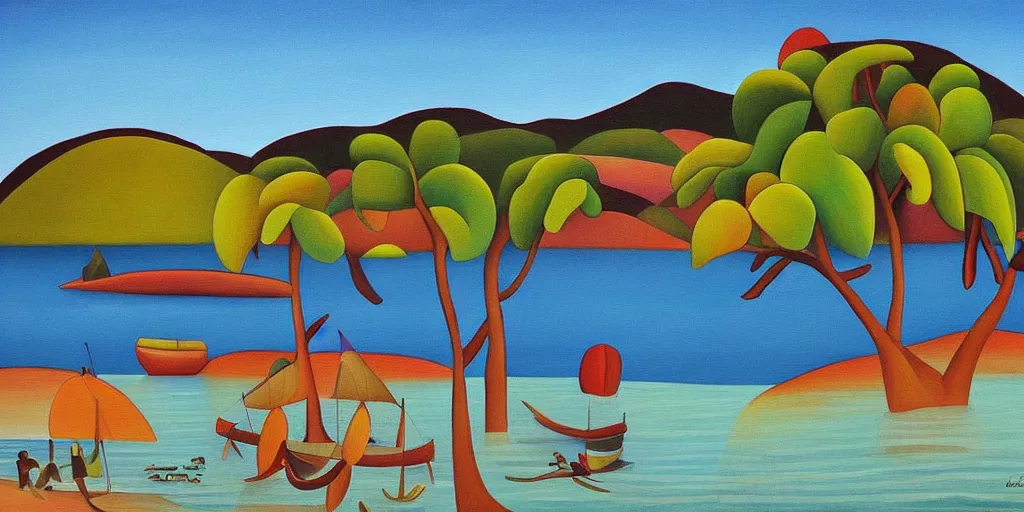Prompt: a beautiful painting of ilhabela brazil by tarsila do amaral