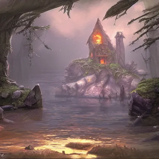 Image similar to drowned bandit lair, fantasy art