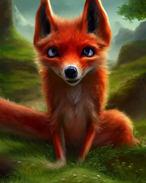 Image similar to award - winning extremely detailed fantasy art of a cute innocent eyes anthropomorphic vulpes vulpes fulva wearing polo shirt and cargo shorts, 4 k