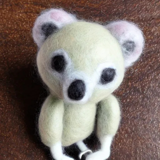 Prompt: a needle felted koala, needle felting art.