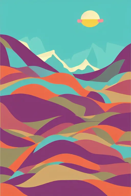 Image similar to minimalist boho style art of colorful alps, illustration, vector art