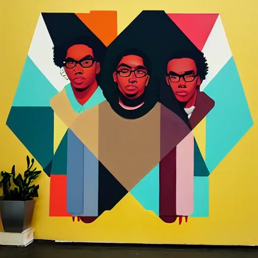 Prompt: The Migos Painting by Sachin Teng, asymmetrical, Organic Painting , Matte Painting, geometric shapes, hard edges, graffiti, street art,:2 by Sachin Teng:4