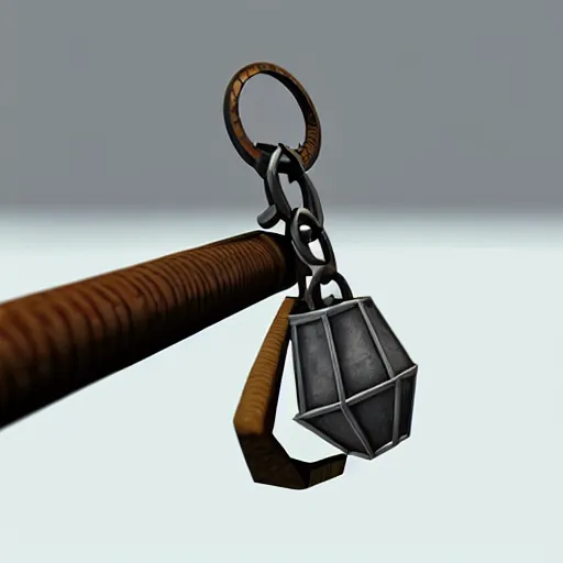 Image similar to a metal key for the cage, 3d game object , has shape of the dragon, no background, rpg game inventory item, low poly