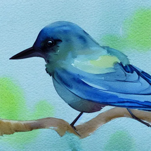 Prompt: watercolor bird, realistic, water