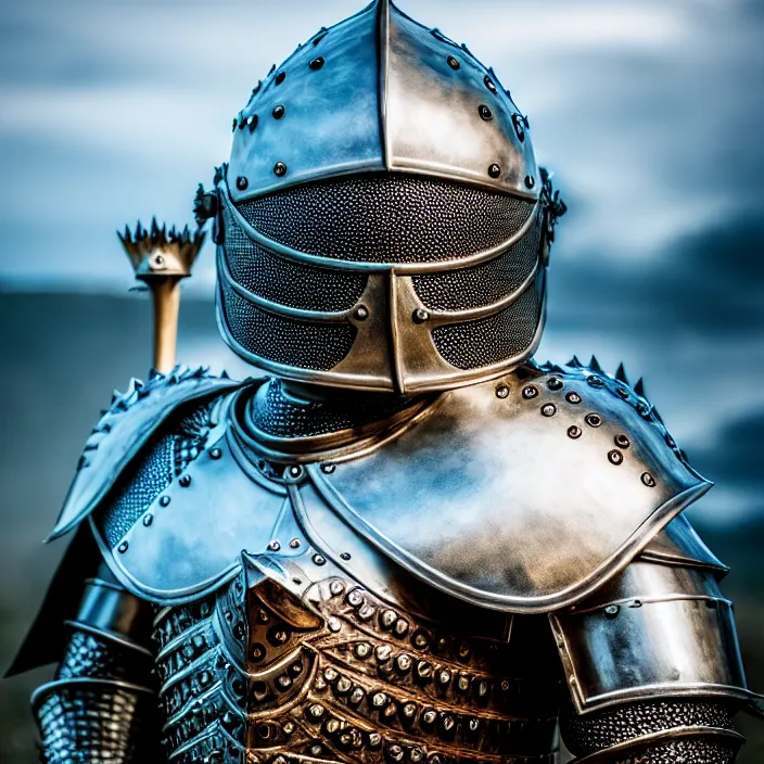 Image similar to photo of a knight with metal crocodile themed armour and helmet, highly detailed, 4 k, hdr, smooth, sharp focus, high resolution, award - winning photo