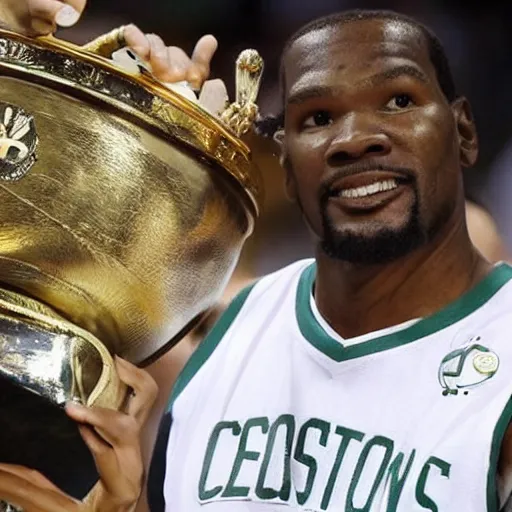 prompthunt: photograph of kevin durant in boston celtics jersey