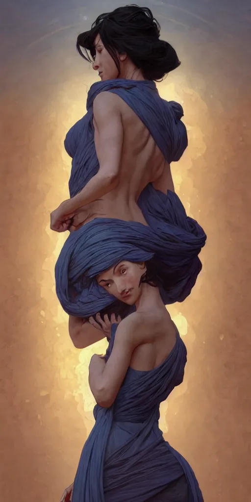 Image similar to charismatic female character, ancient, sand, indigo, intricate, highly detailed, digital painting, artstation, concept art, smooth, sharp focus, illustration, Unreal Engine 5, 8K, art by artgerm and greg rutkowski and alphonse mucha, by Jesper Ejsing, by RHADS, Makoto Shinkai and Lois van baarle, ilya kuvshinov, rossdraws