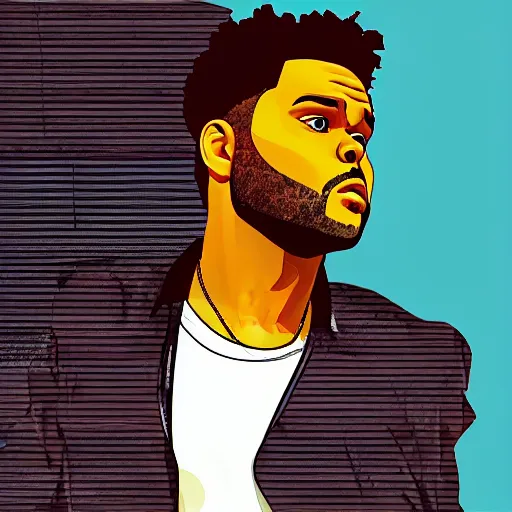 Image similar to the weeknd in the style of gta vice city artwork, digital art