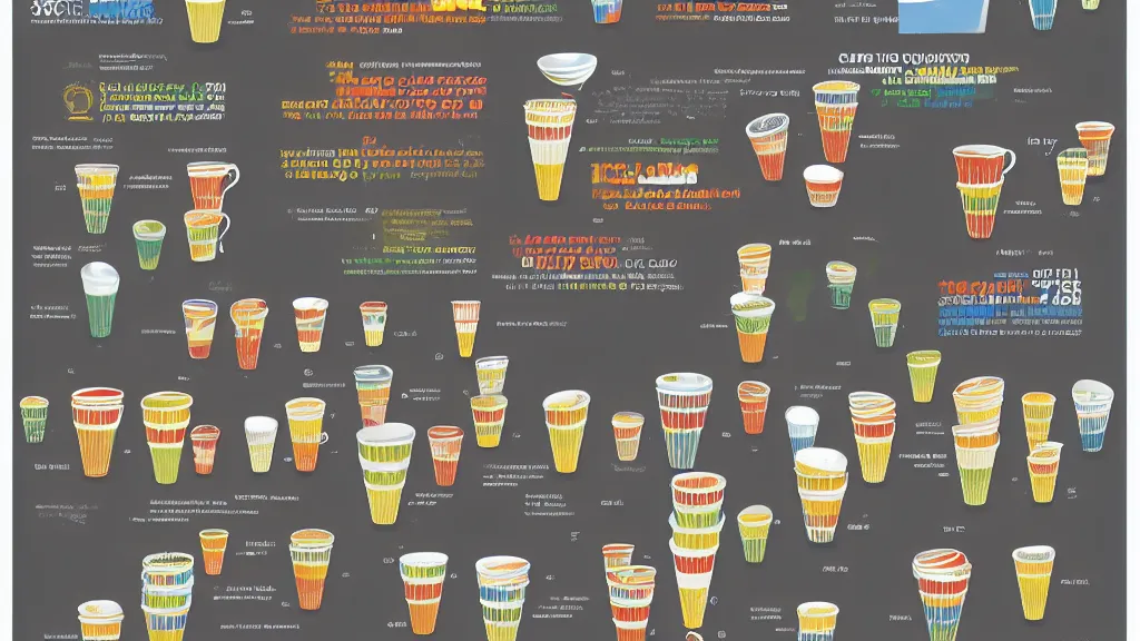 Image similar to infographics dovish downpour of cups