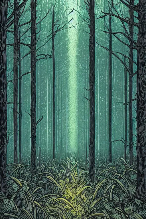 Image similar to A forest by Dan Mumford