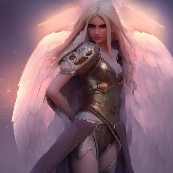 Image similar to a portrait of a glowing enchanted hard cobblestone angelic heavenly elf in heaven, fantasy, octane render, unreal engine, artstation, digital painting.