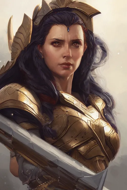 Image similar to amazon valkyrie athena, d & d, fantasy, portrait, highly detailed, headshot, digital painting, trending on artstation, concept art, sharp focus, illustration, art by artgerm and greg rutkowski and magali villeneuve