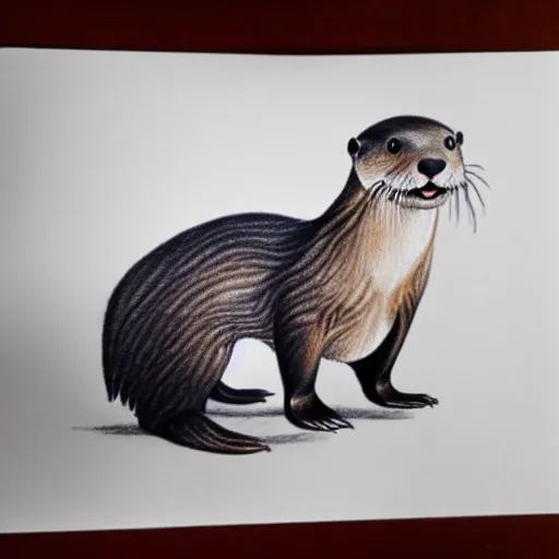 Image similar to an otter in a dress, pencil drawing