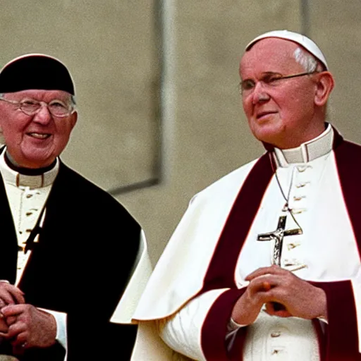 Prompt: still from Ebert and Pope John Paul II At The Movies
