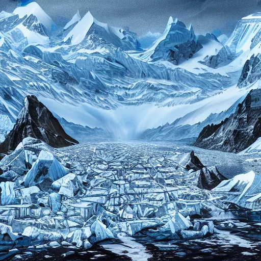 Prompt: glacial death frenzy of the miraculous Antarctica, cinematic, establishing shot, extremely high detail, photorealistic, cinematic lighting, intricate line drawings, 8k resolution