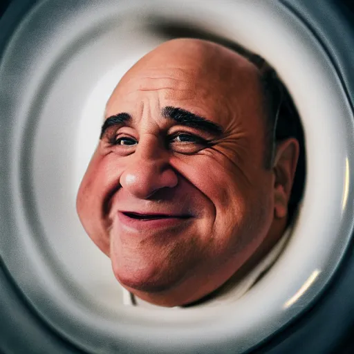 Image similar to danny devito eating soup ( sony a 7 r iv, symmetric balance, polarizing filter, photolab, lightroom, 4 k, dolby vision, photography awardm, voque, perfect face )