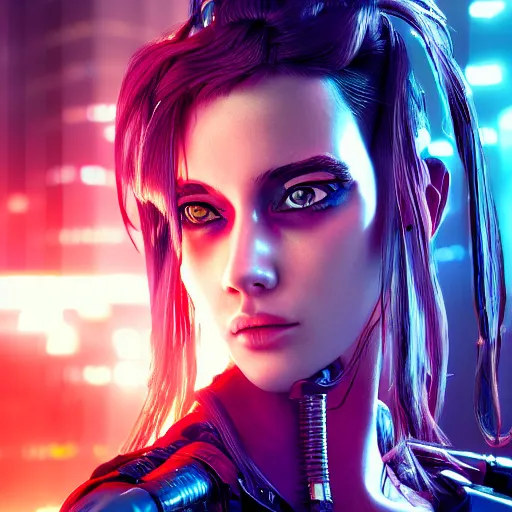 Prompt: the cyberpunk girl portrait, render, octane, 4k, highly detailed, vivid colors, high definition