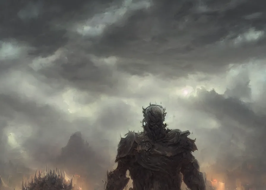 Prompt: abstract painting of giant Joe Biden smiling emperor of the world emerging in dark clouds, immense crowd of people, cosmic horror , trending on ArtStation, masterpiece, by Greg Rutkowski, by Ross Tran, by Fenghua Zhong, octane, lightbeam eyes, soft render, clear facial features, oil on canvas, moody lighting, cinematic, professional environment concept art