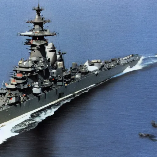 Prompt: color photo of japanese battleship yamato, hyperdetailed, clolor photograph