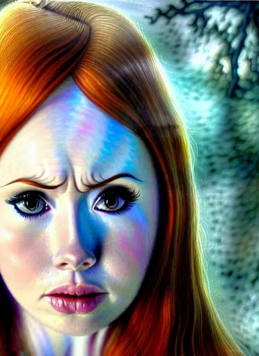 Prompt: Karen Gillan as the down-to-earth princess of sorrowful tears. ultra detailed painting at 16K resolution and amazingly epic visuals. epically beautiful image. amazing effect, image looks gorgeously crisp as far as it's visual fidelity goes, absolutely outstanding. vivid clarity. ultra. iridescent. mind-breaking. mega-beautiful pencil shadowing. beautiful face. Ultra High Definition. godly shading. amazingly crisp sharpness. photorealistic film cel processed twice..