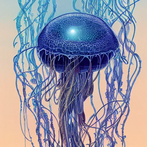 Image similar to jellyfish, art by James Jean and Wayne Barlowe