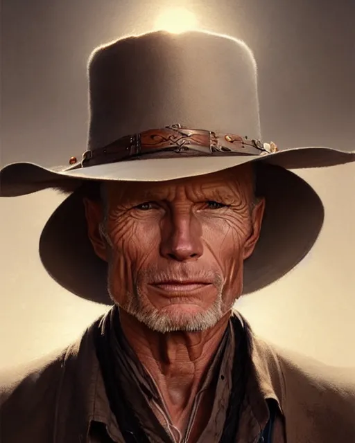 Prompt: ed harris portrait, intricate western designs, elegant, highly detailed, sharp focus, art by artgerm and greg rutkowski and wlop