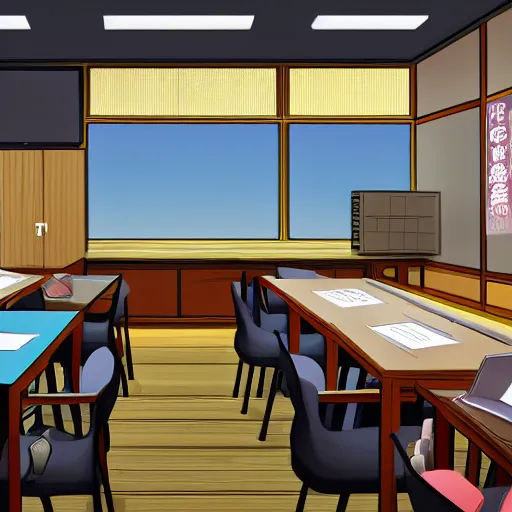 KREA - visual novel classroom background, highly detailed, natural light