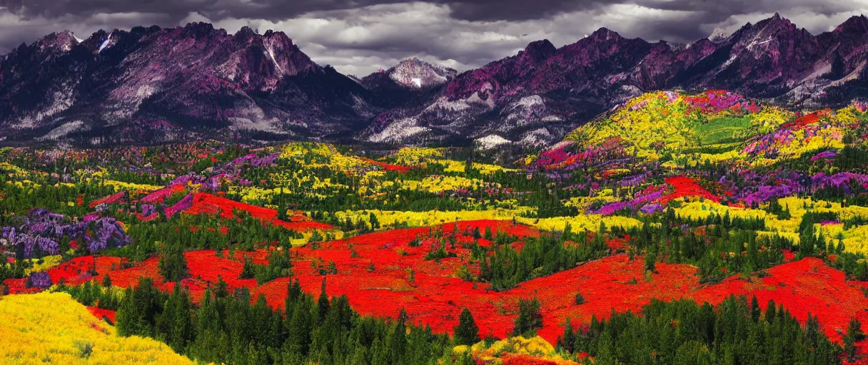 Prompt: A colorful landscape photo by Ansel Adams