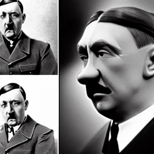 Image similar to claymation shot of Adolf Hitler is a clown