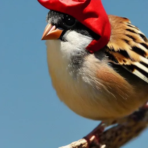 Prompt: sparrow wearing a pirate costume