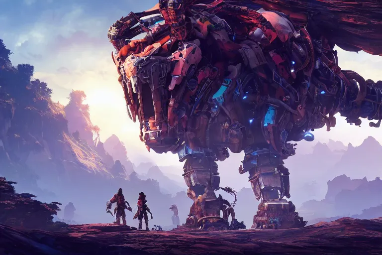 Image similar to bristleback machine mecanical creature robot of horizon forbidden west horizon zero dawn bioluminiscence global illumination ray tracing hdr fanart arstation by ian pesty and alena aenami artworks in 4 k