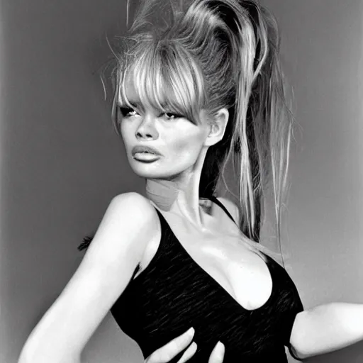 Image similar to Brigitte Bardot in a futuristic apartment, portrait, 35mm film, by David Bailey, Mariko Mori, Richard Avedon