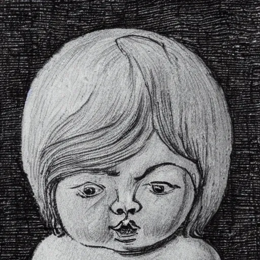 Image similar to cherub with 4 faces, child drawing