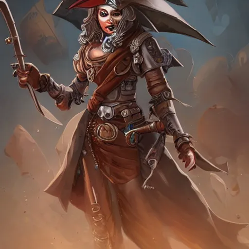 Prompt: pirate robot, sci fi concept art, female, d & d, concept art, illustration, highly detailed,