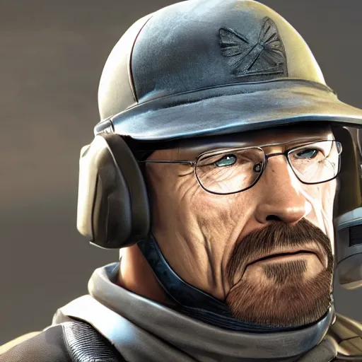 Image similar to walter white as a rainbow six siege operator, 4 k, highly detailed