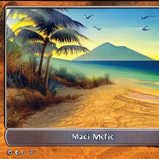 Image similar to a beach landscape, magic the gathering style