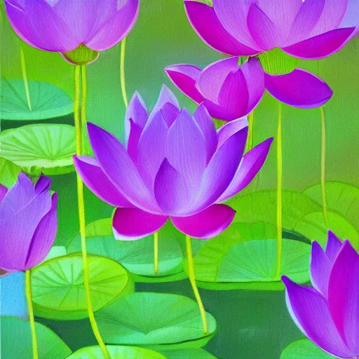 Prompt: lotus, fresh and natural, bright colors, oil painting, unreal engine,