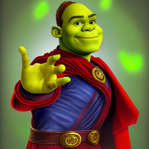 Image similar to Digital painting of Shrek as Doctor Strange
