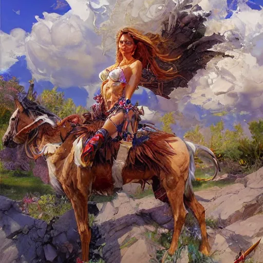 Image similar to the cirrus cloud tribe has brought gifts to our village, fantasy splash art by Michael Garmash, Donato Giancola